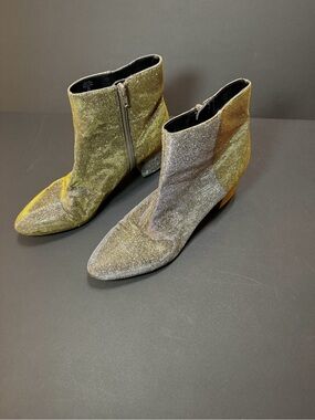 Unisa Two-Tone Metallic Ankle Boots in Gold and Silver